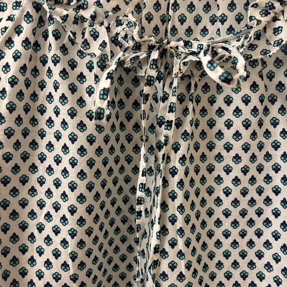 J. Crew White and Blue Ruffled 3/4 Sleeve Blouse - Picture 8 of 8